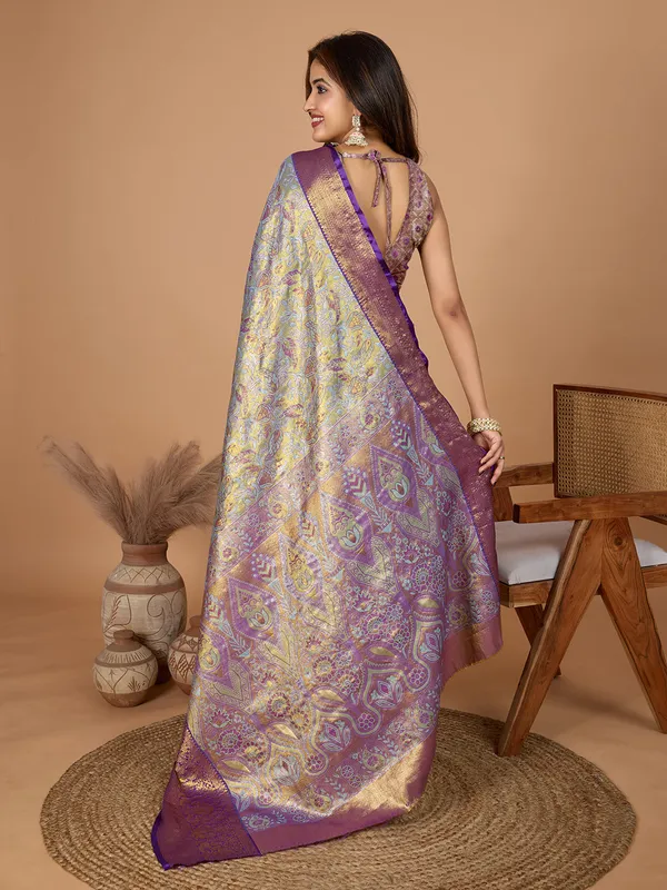 Navy_Blue_Premium_Semi_Silk_With_Blouse_Piece_For_Women_&_Girls