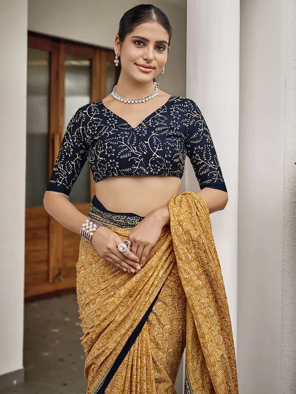 Light_Yellow_Premium_Georgette_Saree_With_Blouse_Piece_For_Women_&_Girls