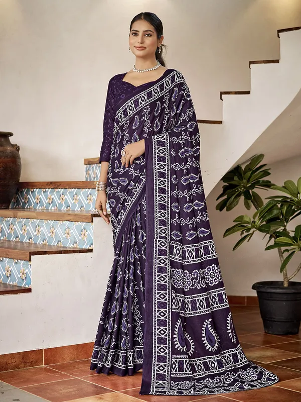 Blue_Premium_Georgette_Saree_With_Blouse_Piece_For_Women_&_Girls
