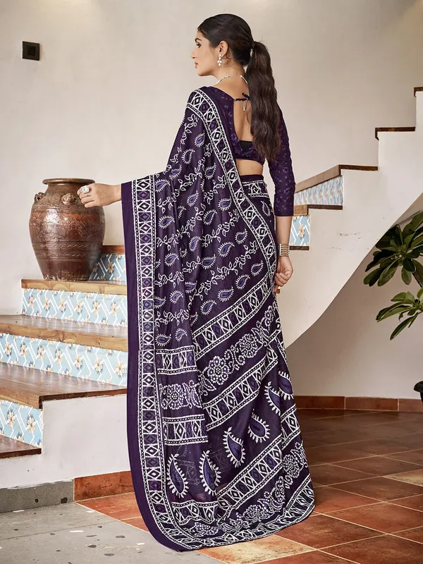 Blue_Premium_Georgette_Saree_With_Blouse_Piece_For_Women_&_Girls