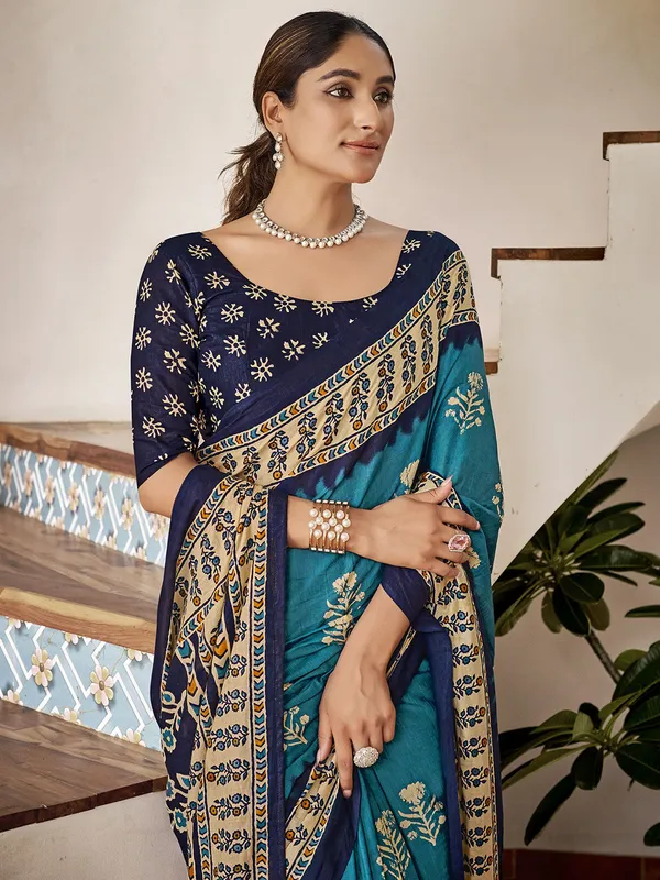 Sky_Blue_Premium_Georgette_Saree_With_Blouse_Piece_For_Women_&_Girls