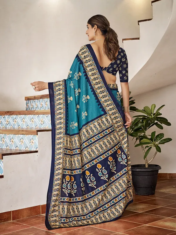 Sky_Blue_Premium_Georgette_Saree_With_Blouse_Piece_For_Women_&_Girls