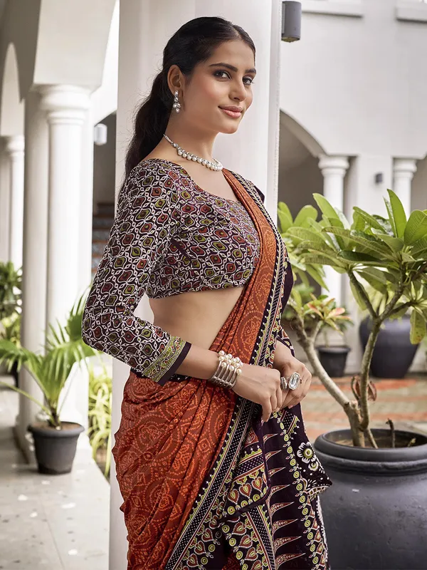 Orange_Premium_Georgette_Saree_With_Blouse_Piece_For_Women_&_Girls