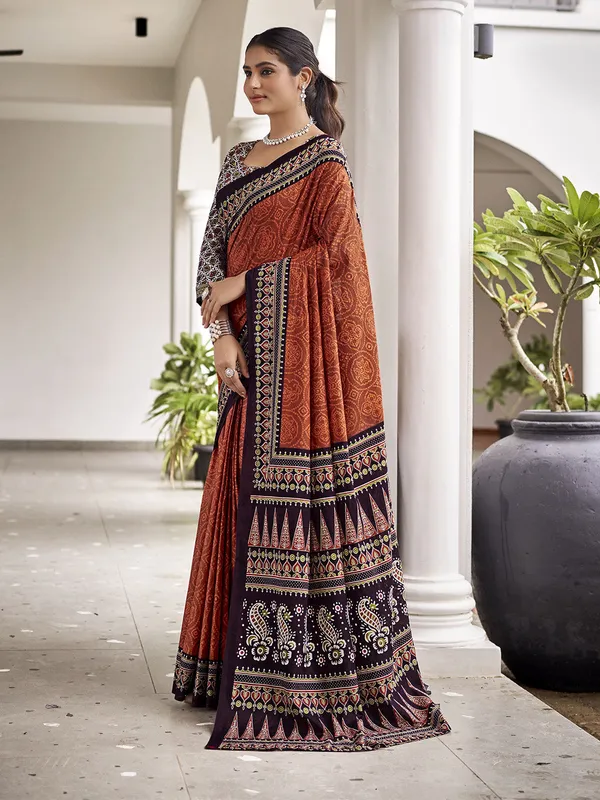 Orange_Premium_Georgette_Saree_With_Blouse_Piece_For_Women_&_Girls