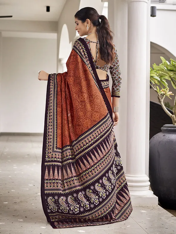 Orange_Premium_Georgette_Saree_With_Blouse_Piece_For_Women_&_Girls