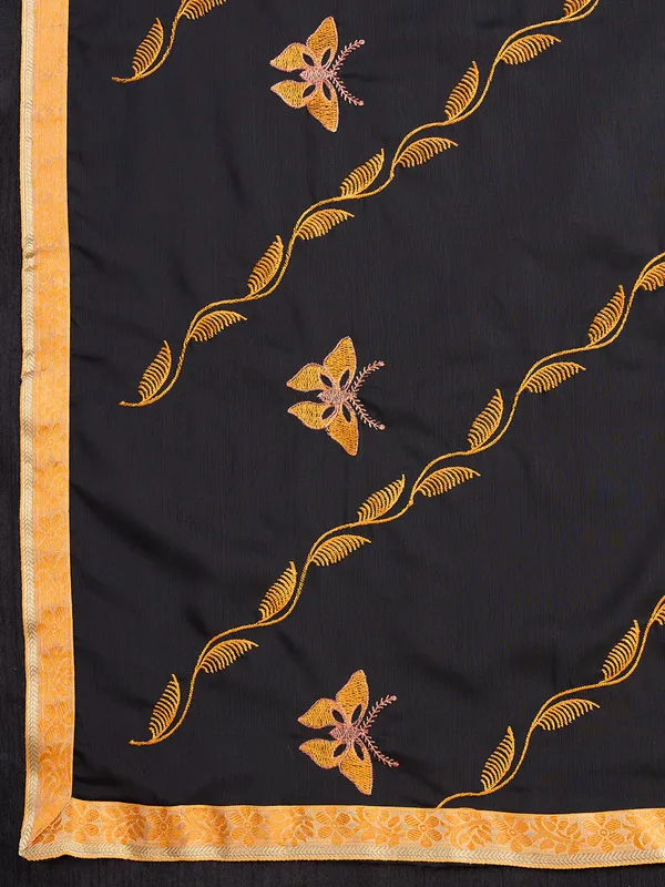 Black_Premium_Georgette_Soft_Silk_With_Blouse_Piece_For_Women_&_Girls