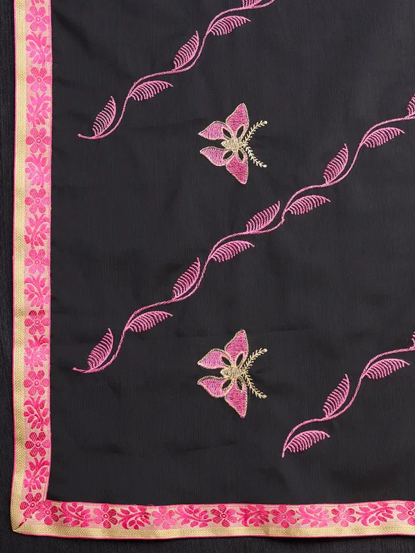 Black_Premium_Georgette_Soft_Silk_With_Blouse_Piece_For_Women_&_Girls
