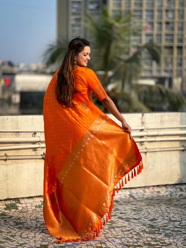 Orange_Premium_Soft_Silk_With_Blouse_Piece_For_Women_&_Girls