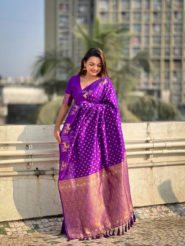 Violet_Premium_Soft_Silk_With_Blouse_Piece_For_Women_&_Girls