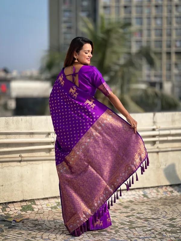 Violet_Premium_Soft_Silk_With_Blouse_Piece_For_Women_&_Girls