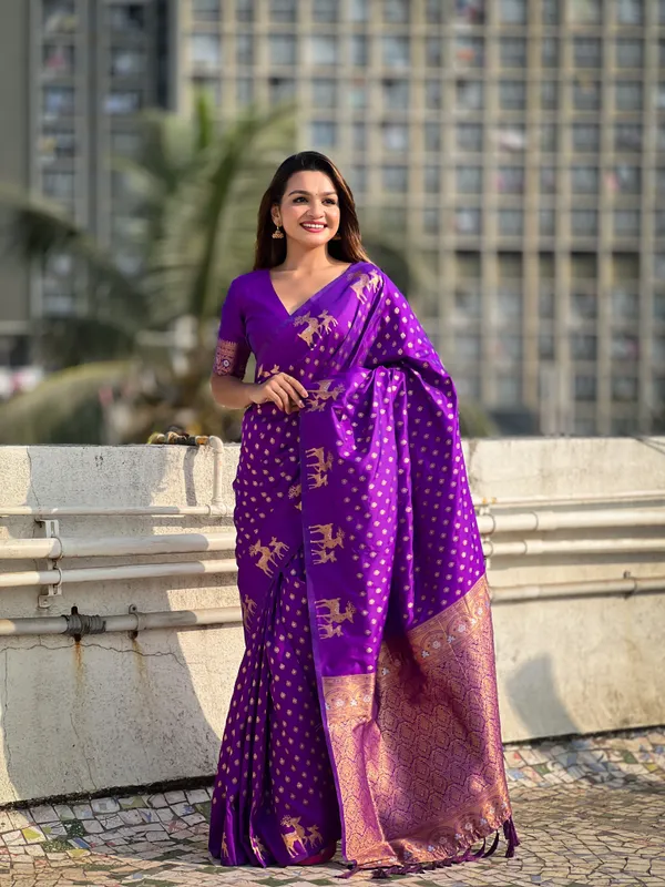 Violet_Premium_Soft_Silk_With_Blouse_Piece_For_Women_&_Girls