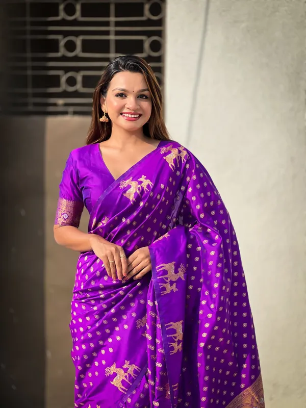 Violet_Premium_Soft_Silk_With_Blouse_Piece_For_Women_&_Girls