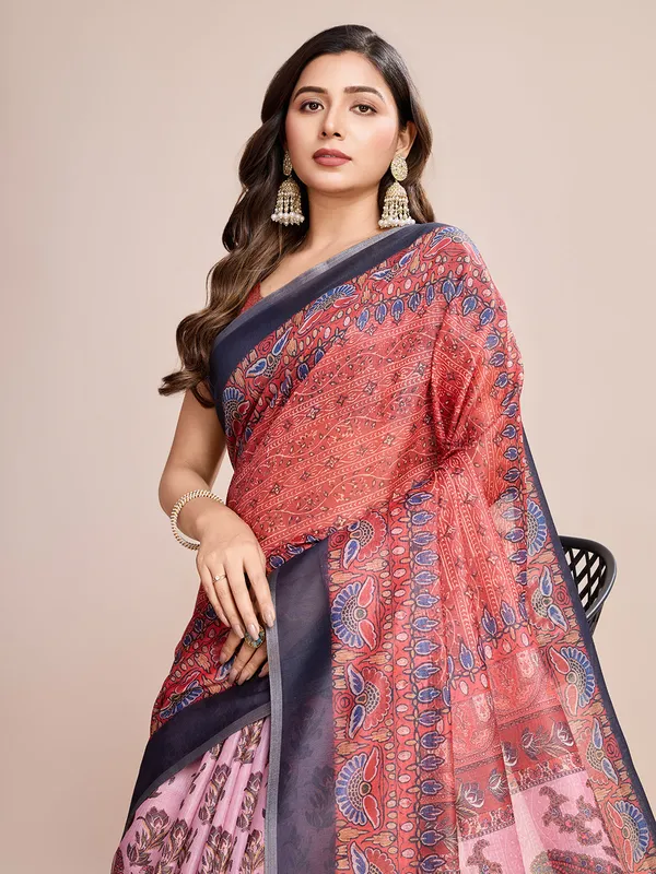 Multicolor_Premium_Semi_Linen_Saree_With_Blouse_Piece_For_Women_&_Girls