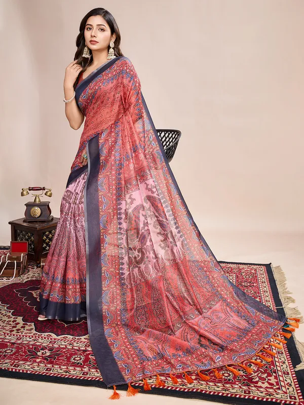 Multicolor_Premium_Semi_Linen_Saree_With_Blouse_Piece_For_Women_&_Girls