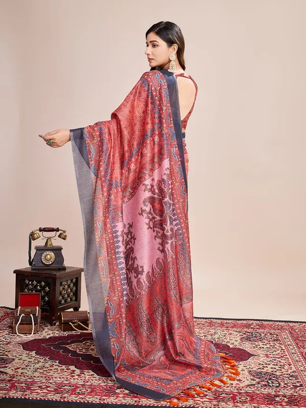 Multicolor_Premium_Semi_Linen_Saree_With_Blouse_Piece_For_Women_&_Girls