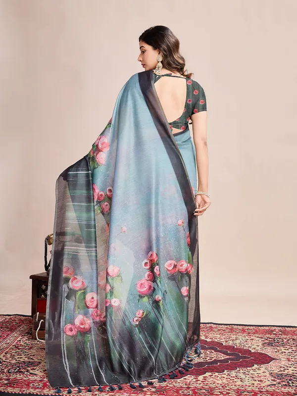 Sky_Premium_Semi_Linen_Saree_With_Blouse_Piece_For_Women_&_Girls