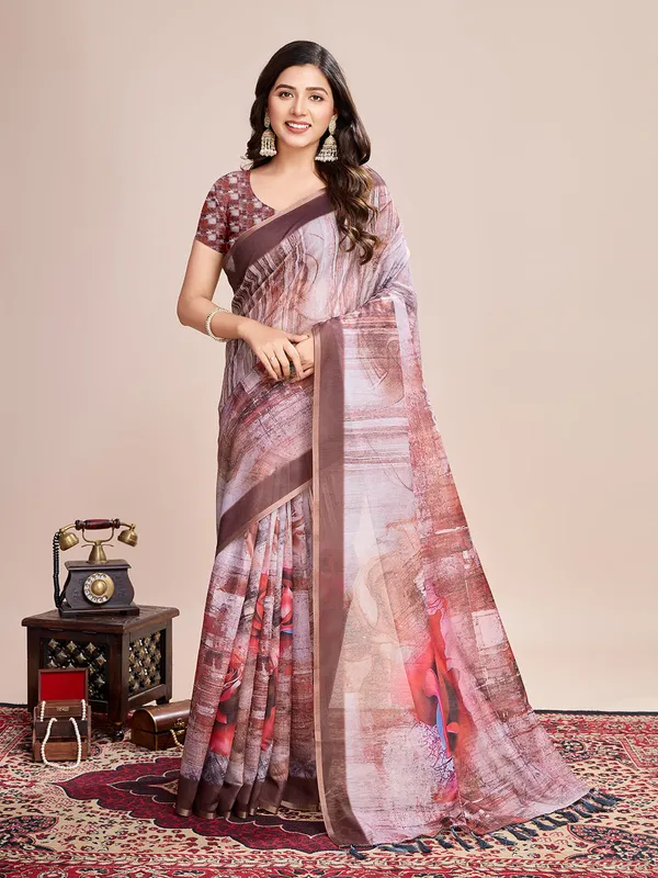 Multicolor_Premium_Semi_Linen_Saree_With_Blouse_Piece_For_Women_&_Girls