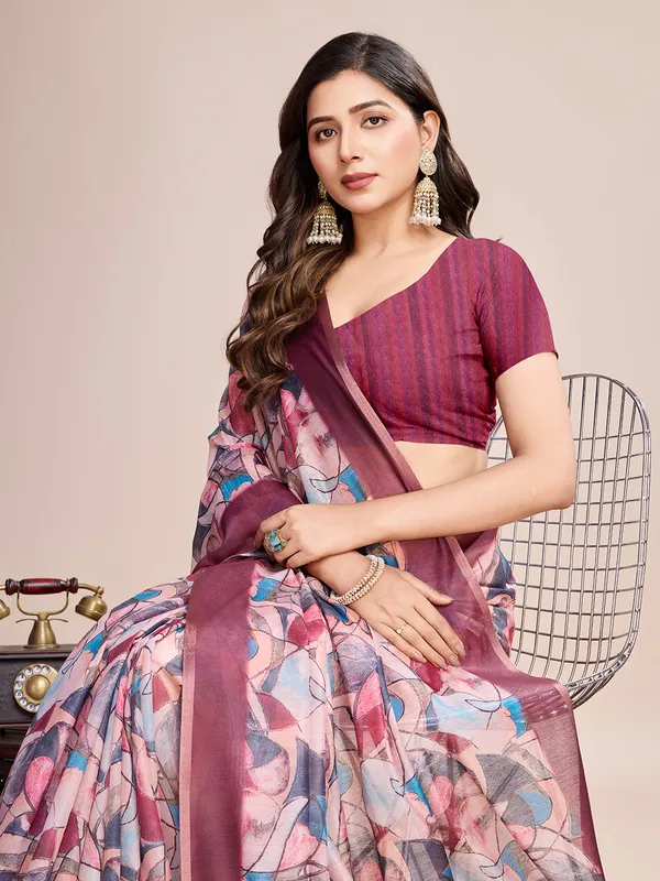 Multicolor_Premium_Semi_Linen_Saree_With_Blouse_Piece_For_Women_&_Girls
