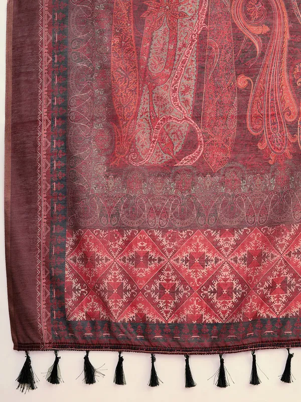 Red_Premium_Semi_Linen_Saree_With_Blouse_Piece_For_Women_&_Girls