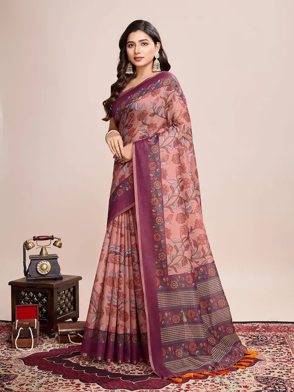 Multicolor_Premium_Semi_Linen_Saree_With_Blouse_Piece_For_Women_&_Girls