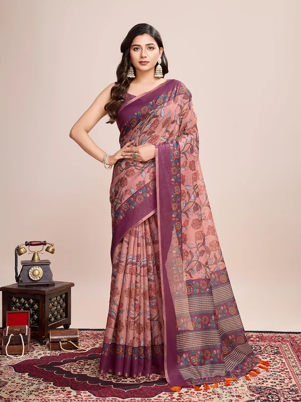 Multicolor_Premium_Semi_Linen_Saree_With_Blouse_Piece_For_Women_&_Girls