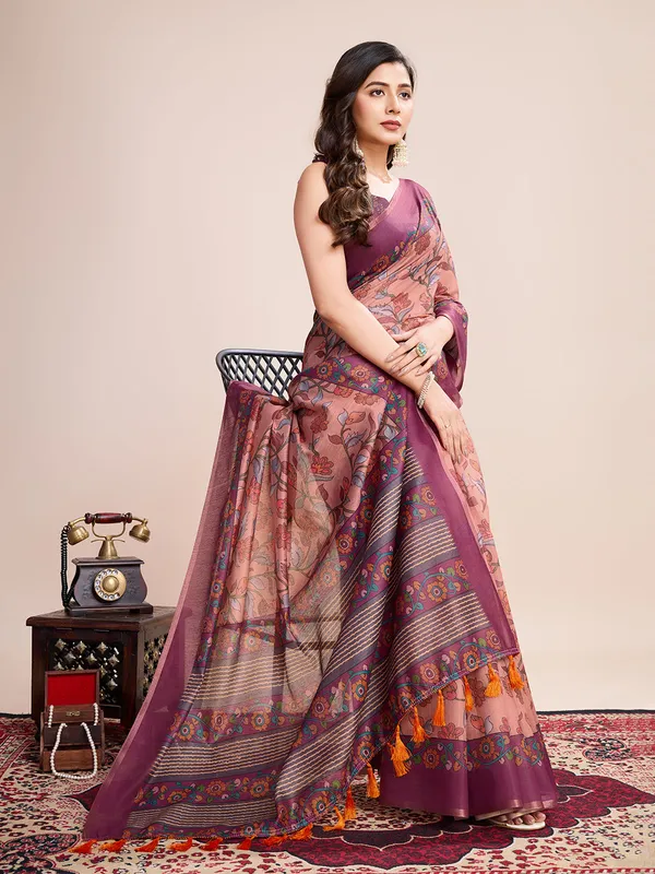 Multicolor_Premium_Semi_Linen_Saree_With_Blouse_Piece_For_Women_&_Girls