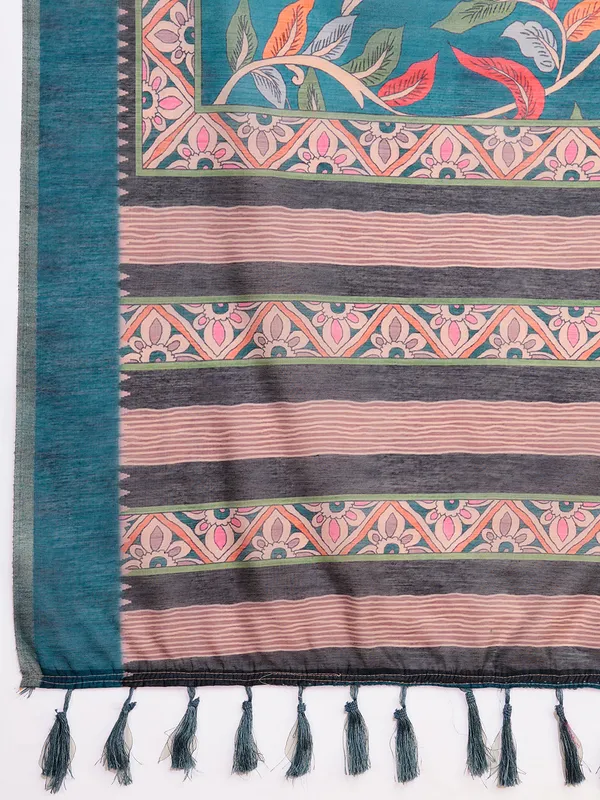 Light_Blue_Premium_Semi_Linen_Saree_With_Blouse_Piece_For_Women_&_Girls