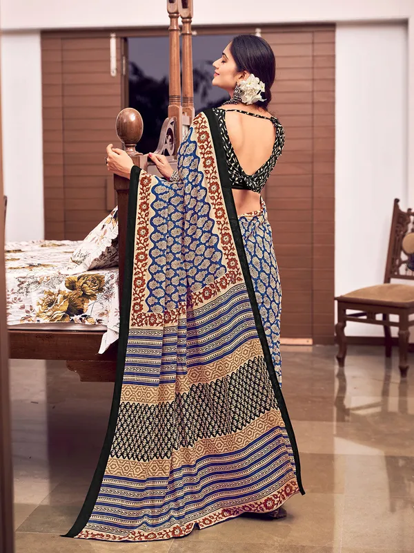 Blue_&_Red_Premium_Georgette_Saree_With_Blouse_Piece_For_Women_&_Girls