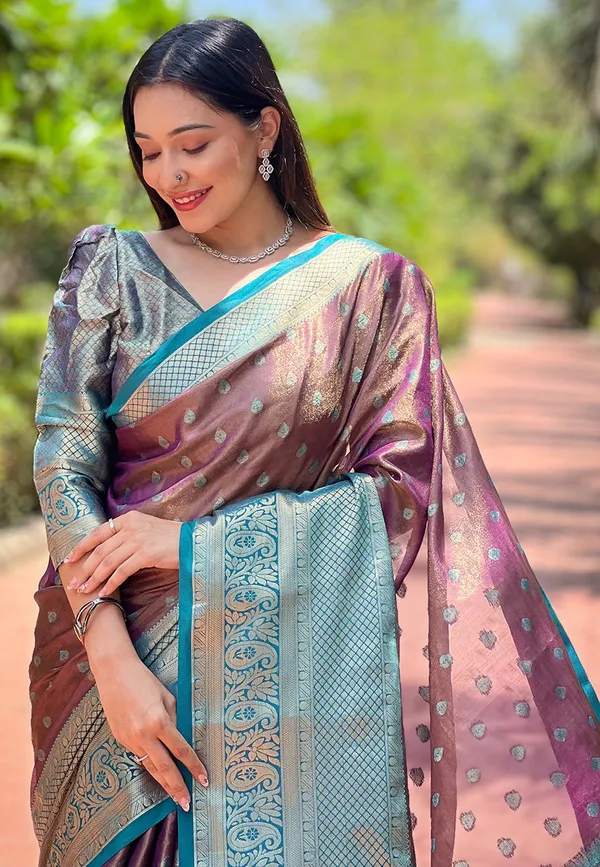 Wine_Purple_Premium_Kanjivaram_Saree_With_Blouse_Piece_For_Women_&_Girls