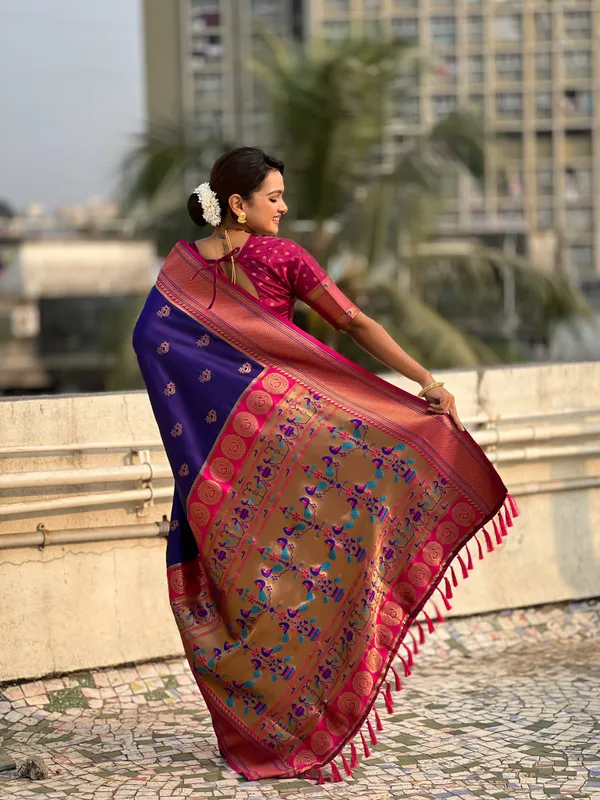 Violet_Premium_Soft_Silk_With_Blouse_Piece_For_Women_&_Girls