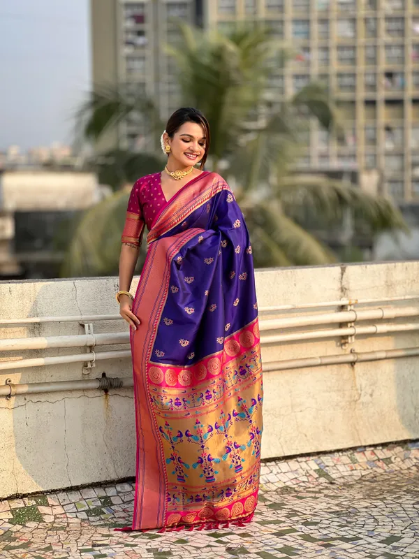 Violet_Premium_Soft_Silk_With_Blouse_Piece_For_Women_&_Girls