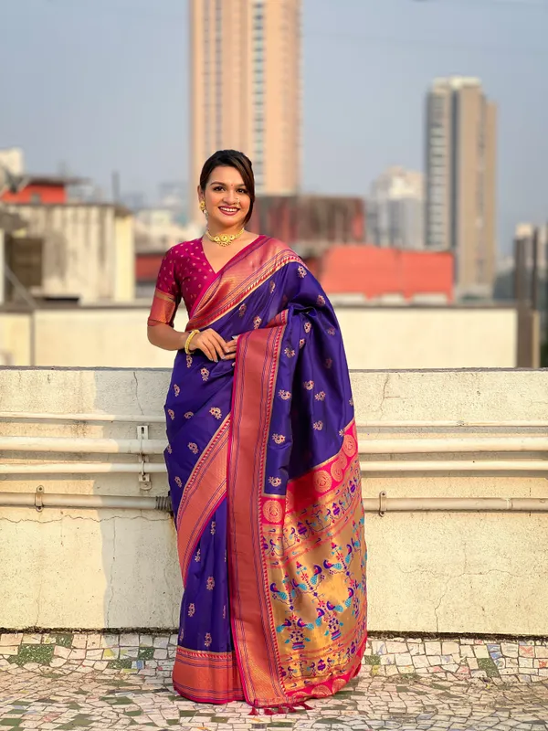 Violet_Premium_Soft_Silk_With_Blouse_Piece_For_Women_&_Girls