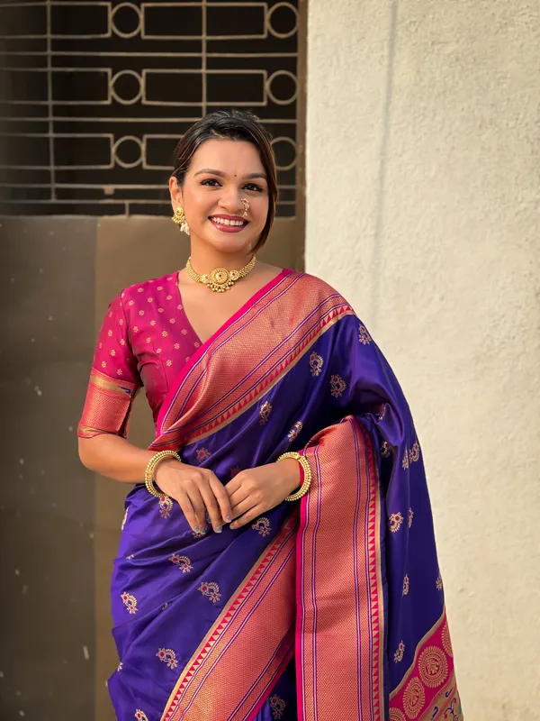 Violet_Premium_Soft_Silk_With_Blouse_Piece_For_Women_&_Girls