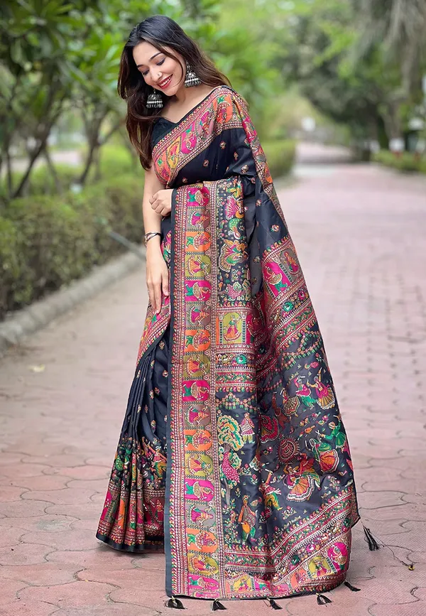 Black_Premium_Pashmina_Saree_With_Blouse_Piece_For_Women_&_Girls