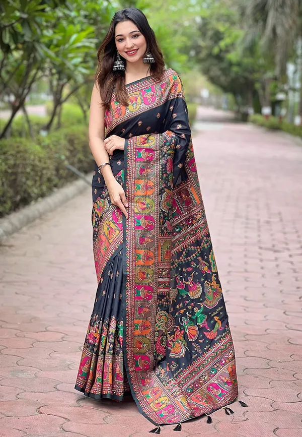 Black_Premium_Pashmina_Saree_With_Blouse_Piece_For_Women_&_Girls