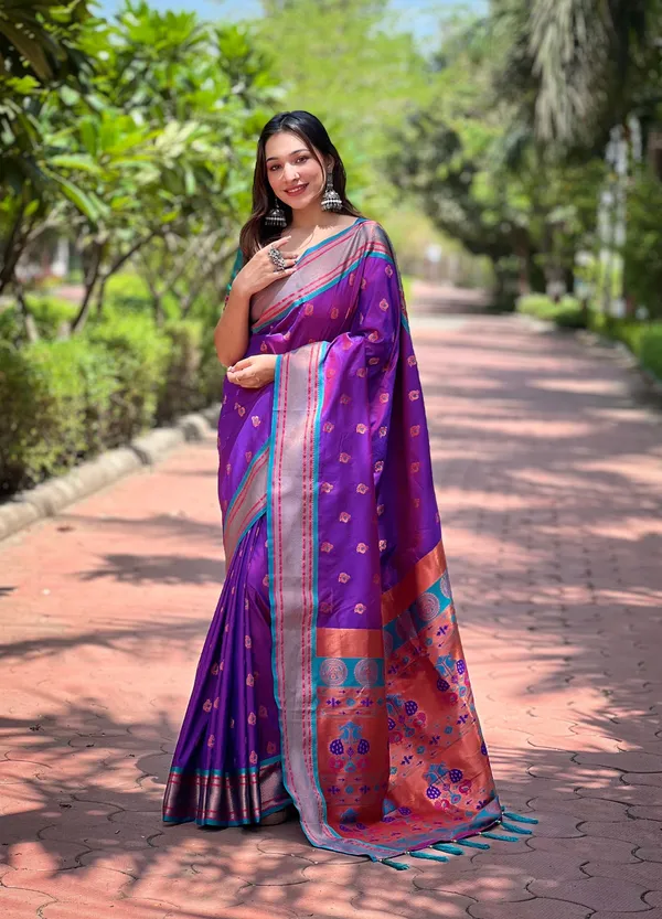 Violet_Premium_Paithani_Saree_With_Blouse_Piece_For_Women_&_Girls
