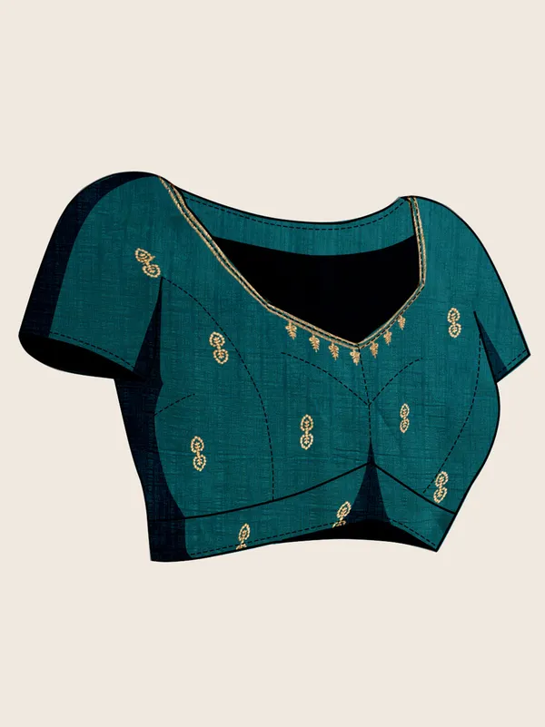 Green_Premium_Vichitra_Soft_Silk_With_Blouse_Piece_For_Women_&_Girls