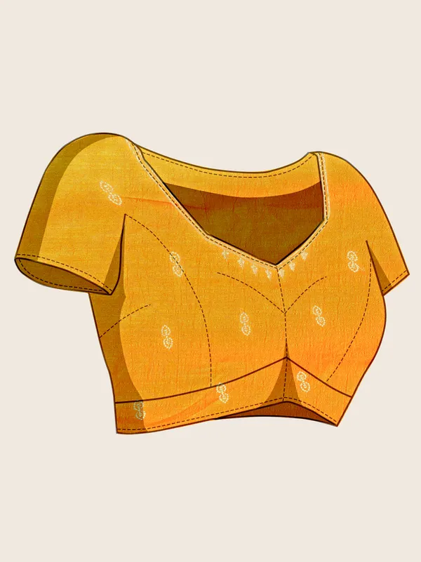Yellow_Premium_Vichitra_Soft_Silk_With_Blouse_Piece_For_Women_&_Girls