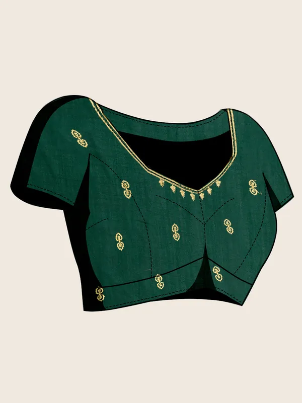 Green_Premium_Vichitra_Soft_Silk_With_Blouse_Piece_For_Women_&_Girls