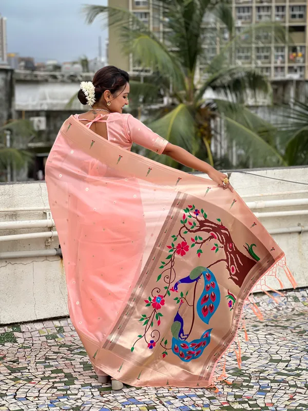Baby_Pink_Soft_Organza_Saree_With_Butti_Meenakari_Zari_Weaved_Saree_With_Blouse_Piece_For_Women_&_Girl