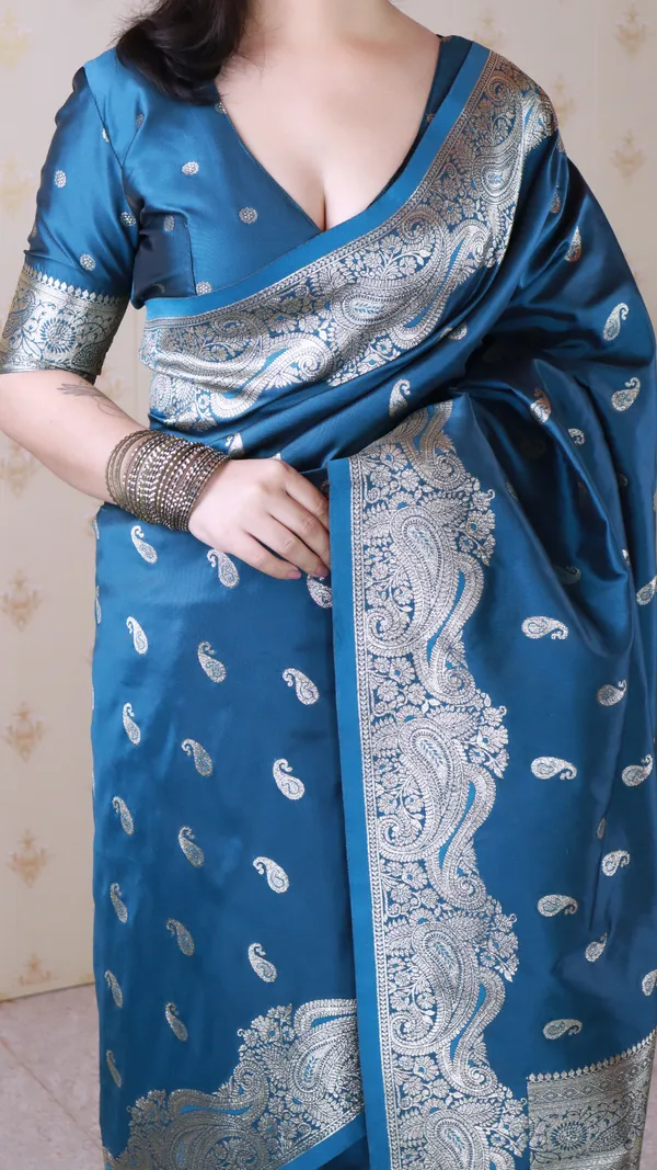 Rama_Premium_Banarasi_Soft_Silk_With_Silver_Zari_Jaal_Weaved_Saree_With_Blouse_Piece_For_Women_&_Girl