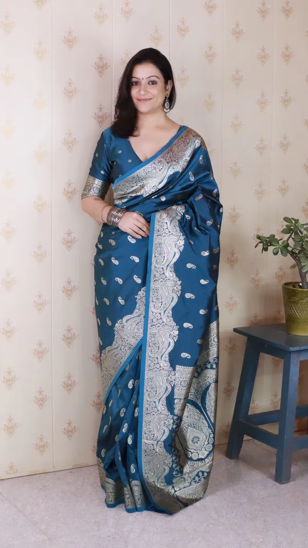 Rama_Premium_Banarasi_Soft_Silk_With_Silver_Zari_Jaal_Weaved_Saree_With_Blouse_Piece_For_Women_&_Girl