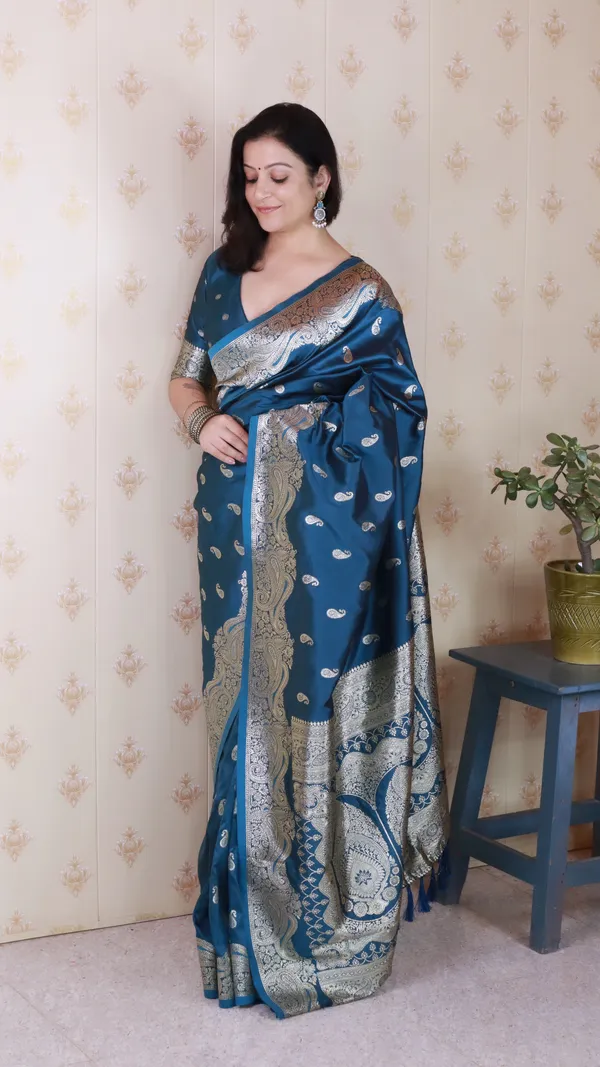Rama_Premium_Banarasi_Soft_Silk_With_Silver_Zari_Jaal_Weaved_Saree_With_Blouse_Piece_For_Women_&_Girl