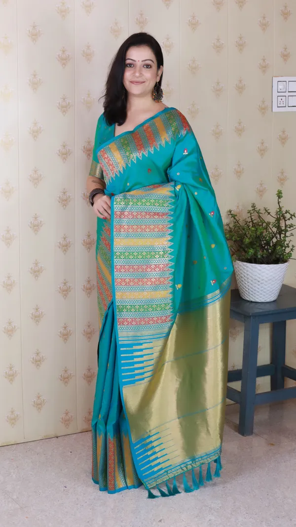 Parrot_Green_Soft_Silk_With_Floral_Meenakari_Motifs_Saree_With_Blouse_Piece_For_Women_&_Girl