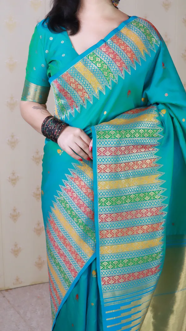 Parrot_Green_Soft_Silk_With_Floral_Meenakari_Motifs_Saree_With_Blouse_Piece_For_Women_&_Girl