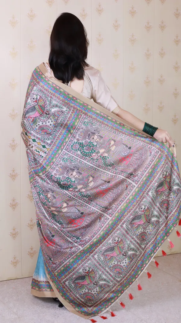 Blue_Tussar_Silk_With_Zari_Woven_Saree_With_Blouse_Piece_For_Women_&_Girl