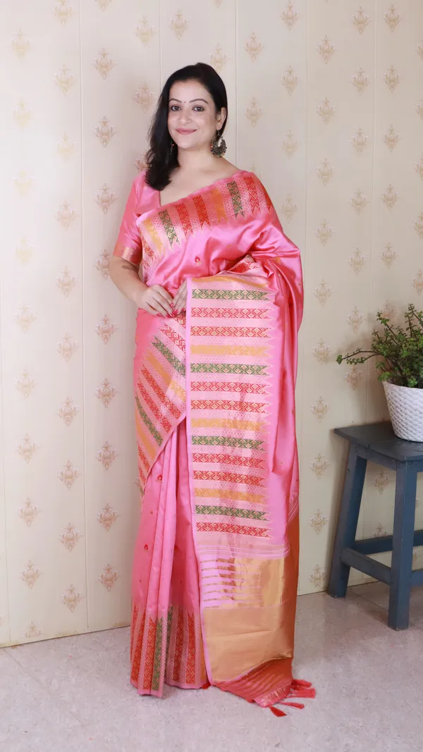 Baby_Pink_Soft_Silk_With_Floral_Meenakari_Motifs_Saree_With_Blouse_Piece_For_Women_&_Girl