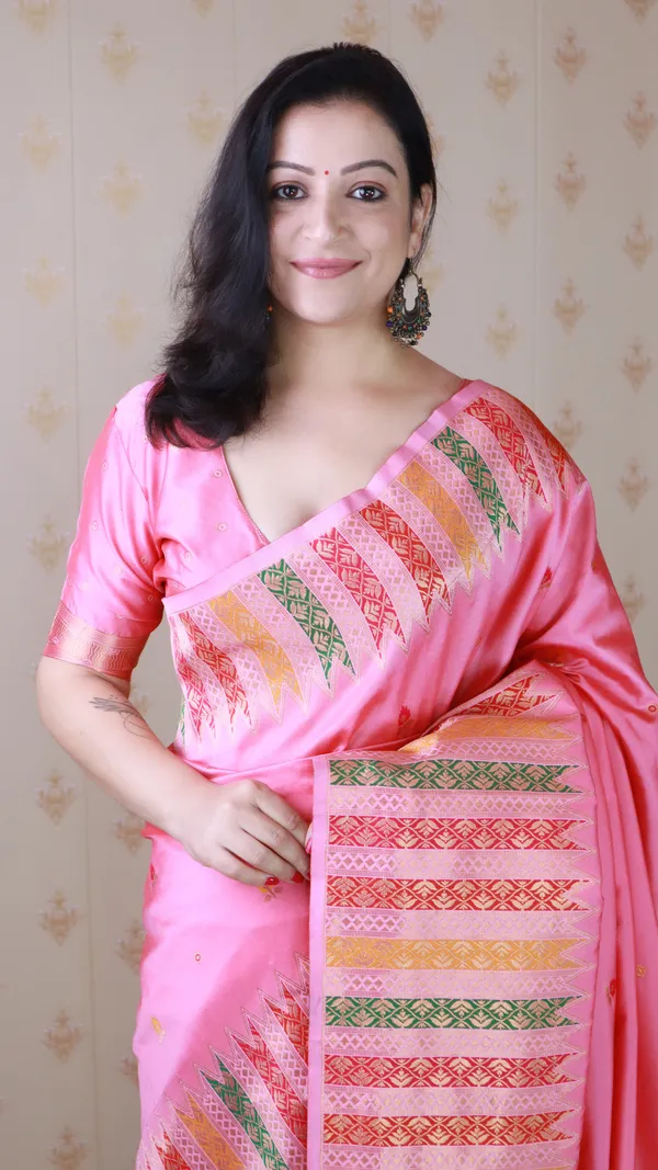 Baby_Pink_Soft_Silk_With_Floral_Meenakari_Motifs_Saree_With_Blouse_Piece_For_Women_&_Girl