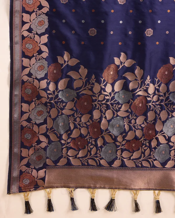 Blue_Patola_Silk_Weaved_Saree_With_Contrast_Meenakari_Saree_For_Women_&_Girls