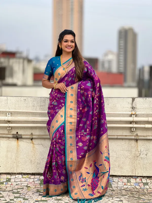 Violet_Premium_Paithani_Saree_With_Blouse_Piece_For_Women_&_Girls